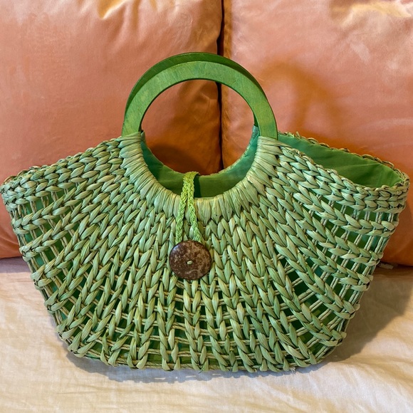 Vintage Handbags - Vintage Seagrass/Raffia/Straw Bag. Like Green.